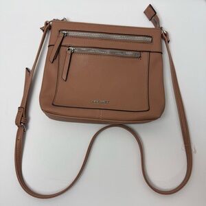 Nine West Brown Crossbody Bag with Zipper Accents
